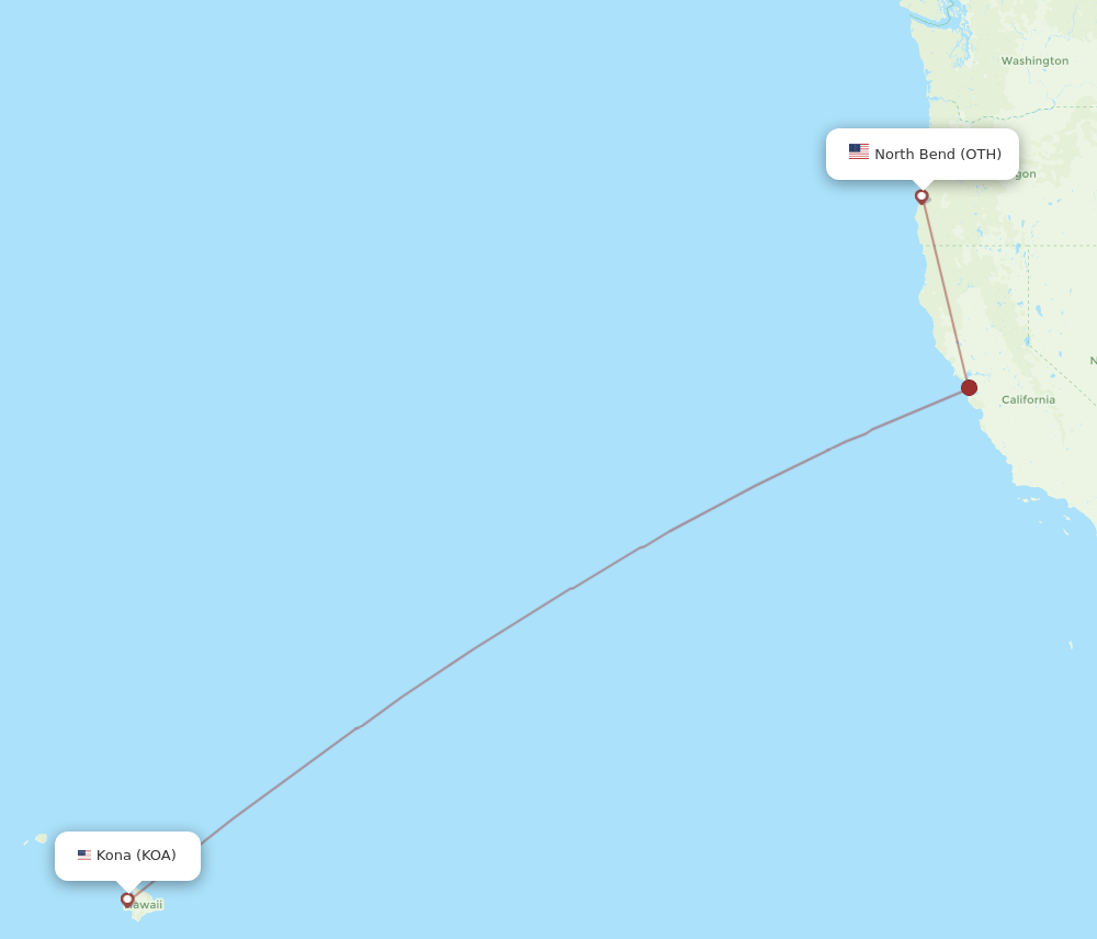 OTH to KOA flights and routes map