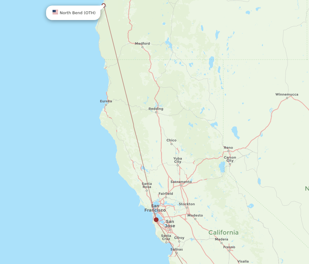 OTH to SBP flights and routes map
