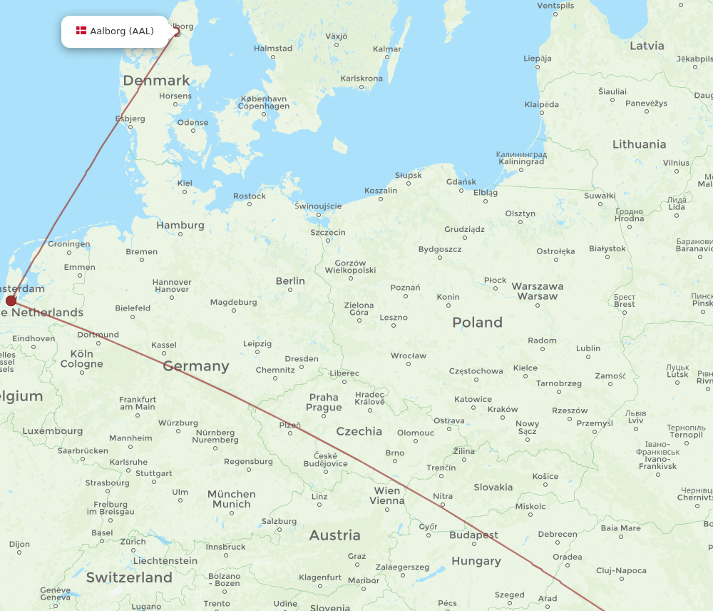 OTP to AAL flights and routes map