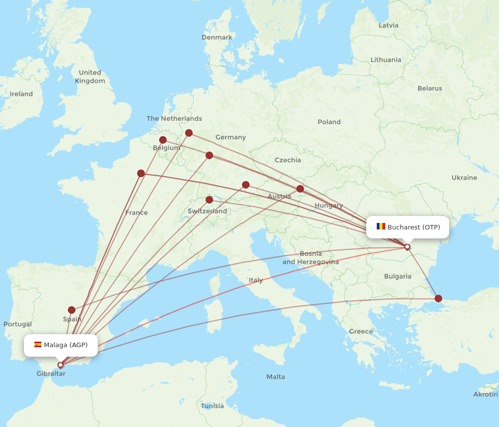 OTP-AGP flight routes