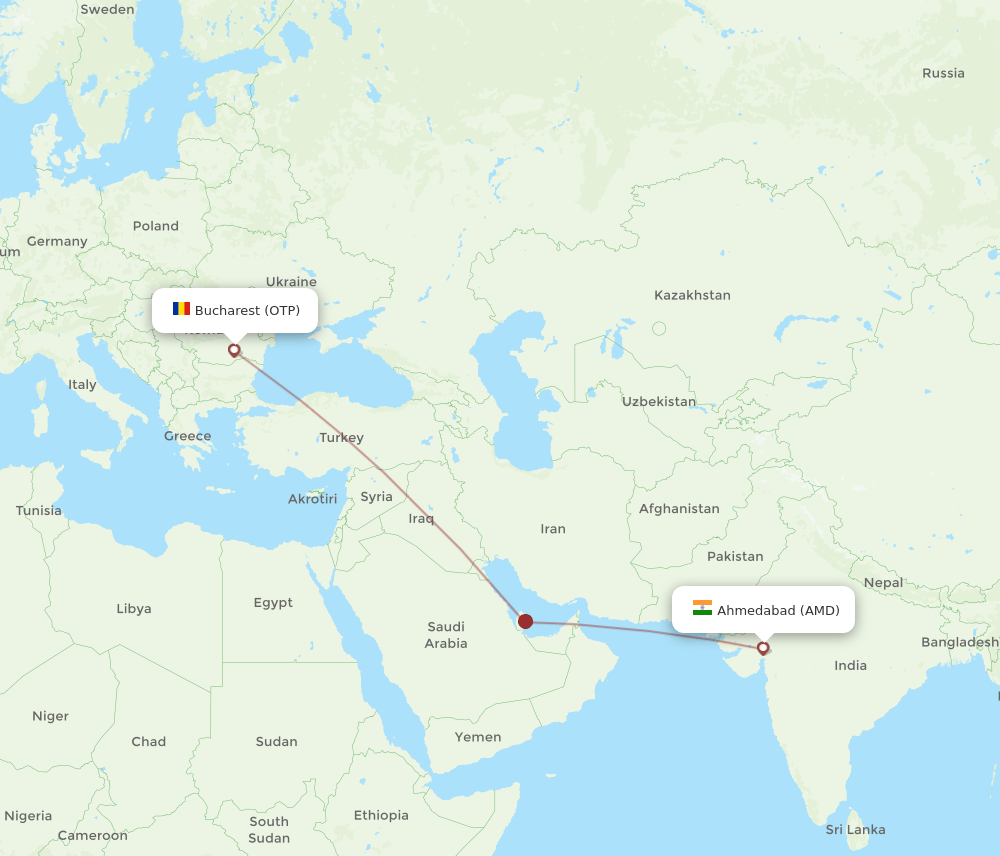 OTP to AMD flights and routes map