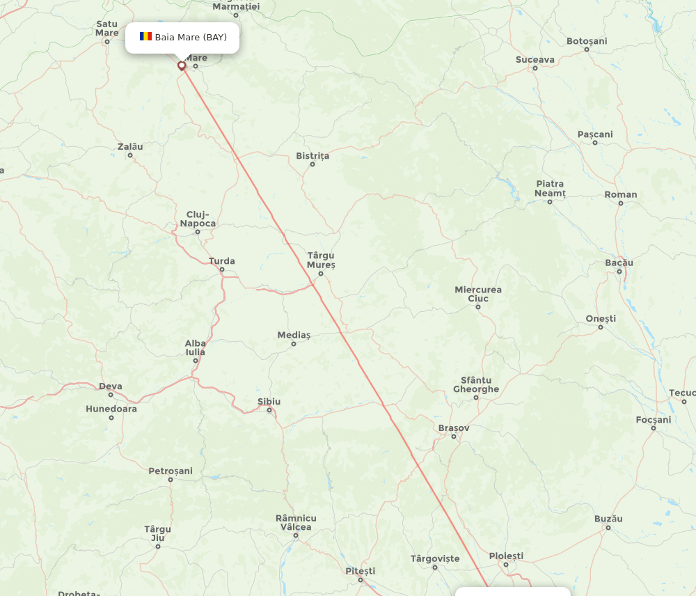 Bucharest - Baia Mare route map and flight paths