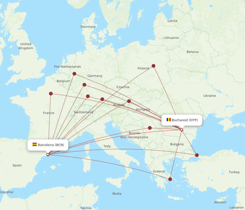 OTP-BCN flight routes