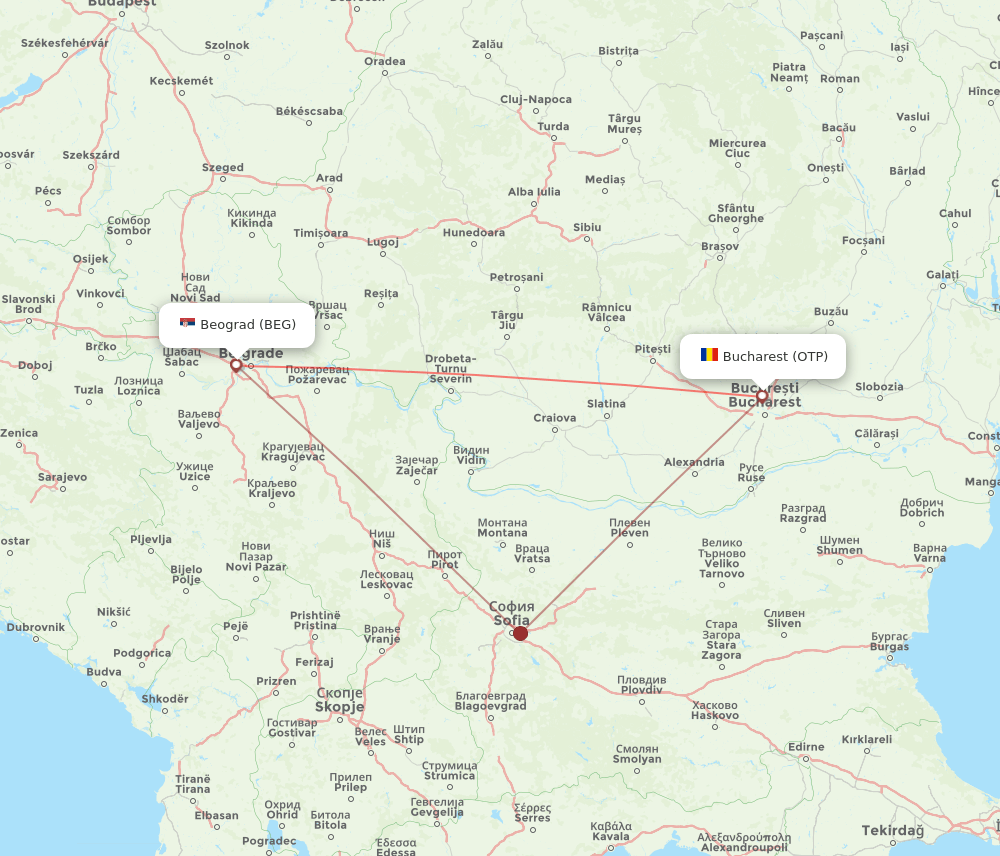 OTP-BEG flight routes