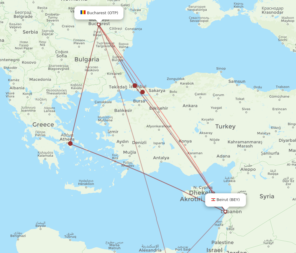 OTP to BEY flights and routes map