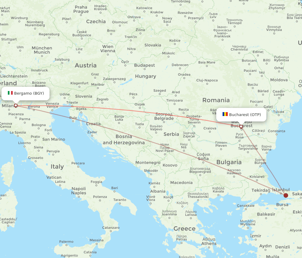 OTP-BGY flight routes