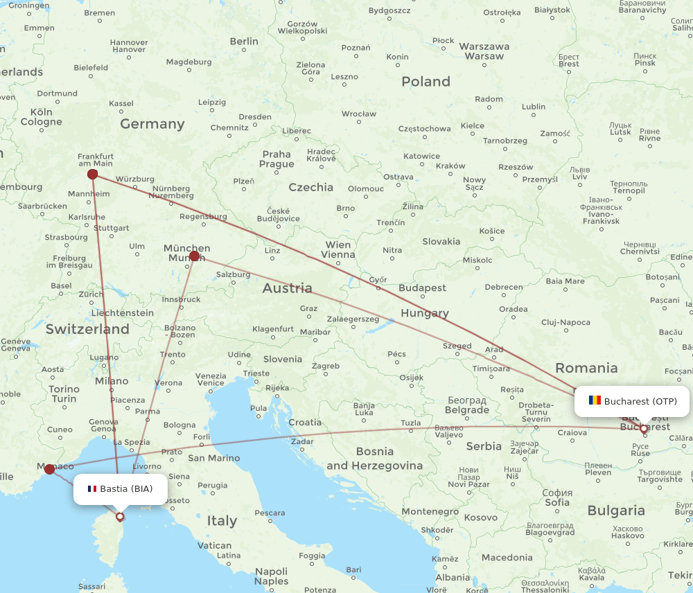 OTP-BIA flight routes