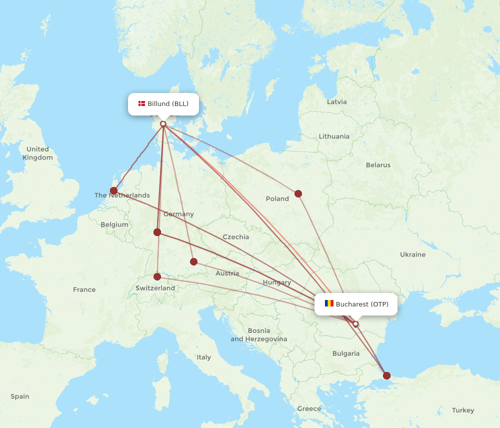 OTP to BLL flights and routes map
