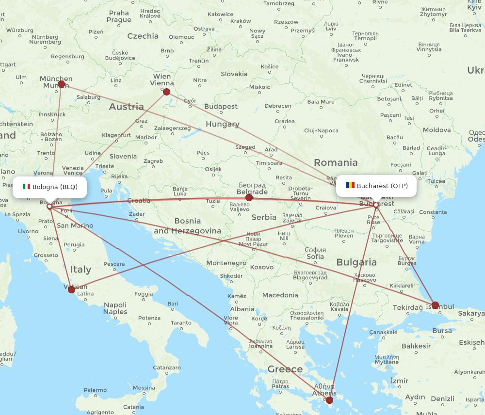 OTP to BLQ flights and routes map