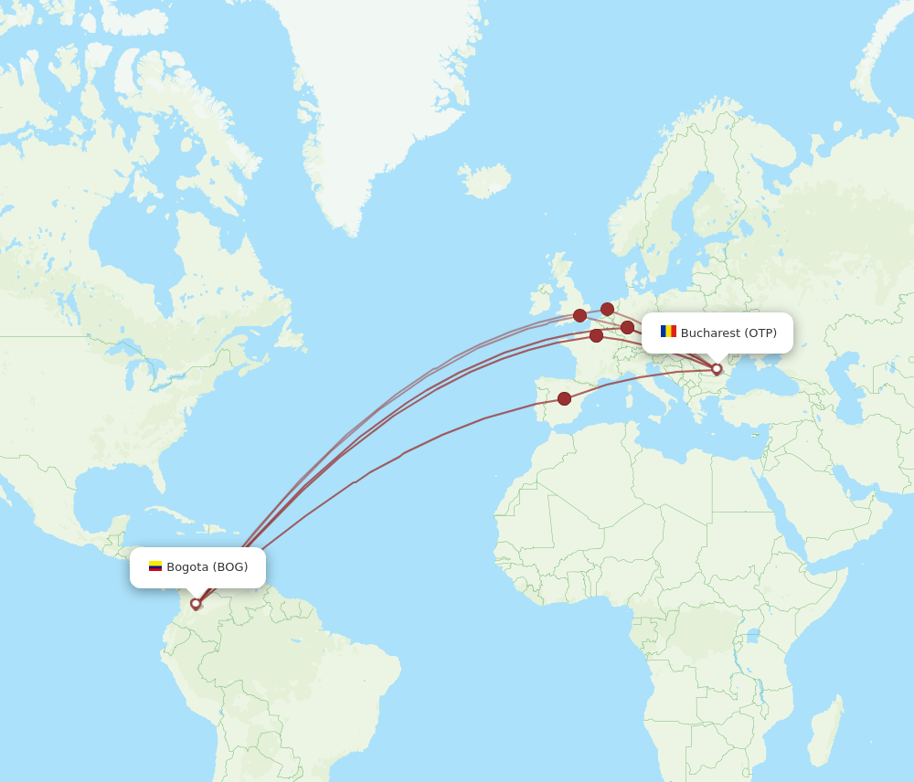 OTP-BOG flight routes