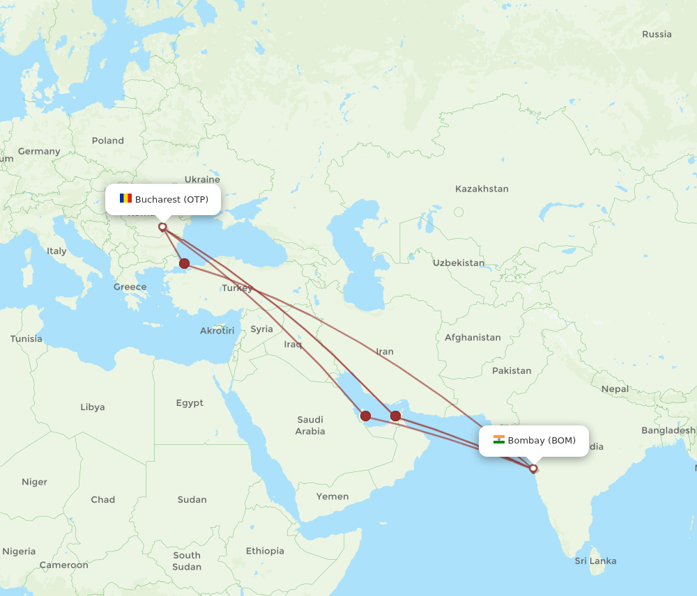 OTP-BOM flight routes