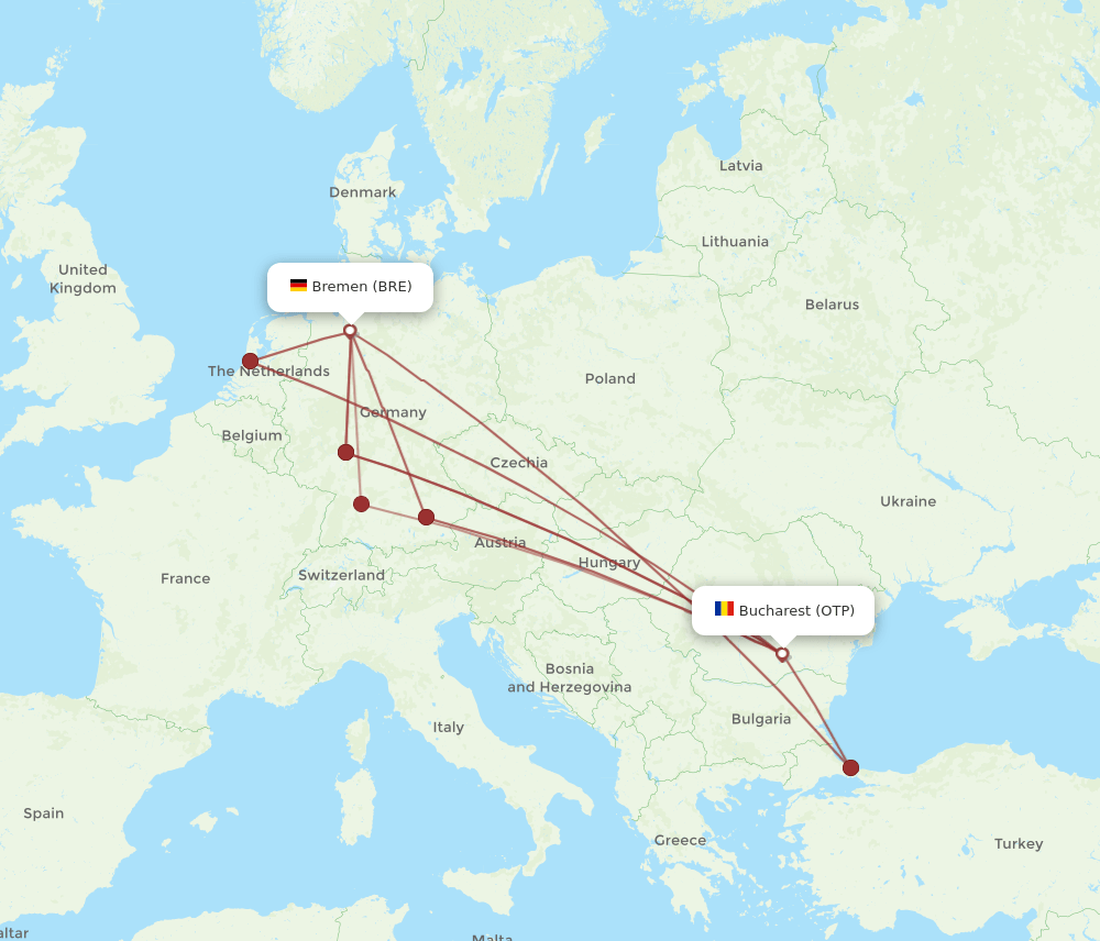 OTP-BRE flight routes