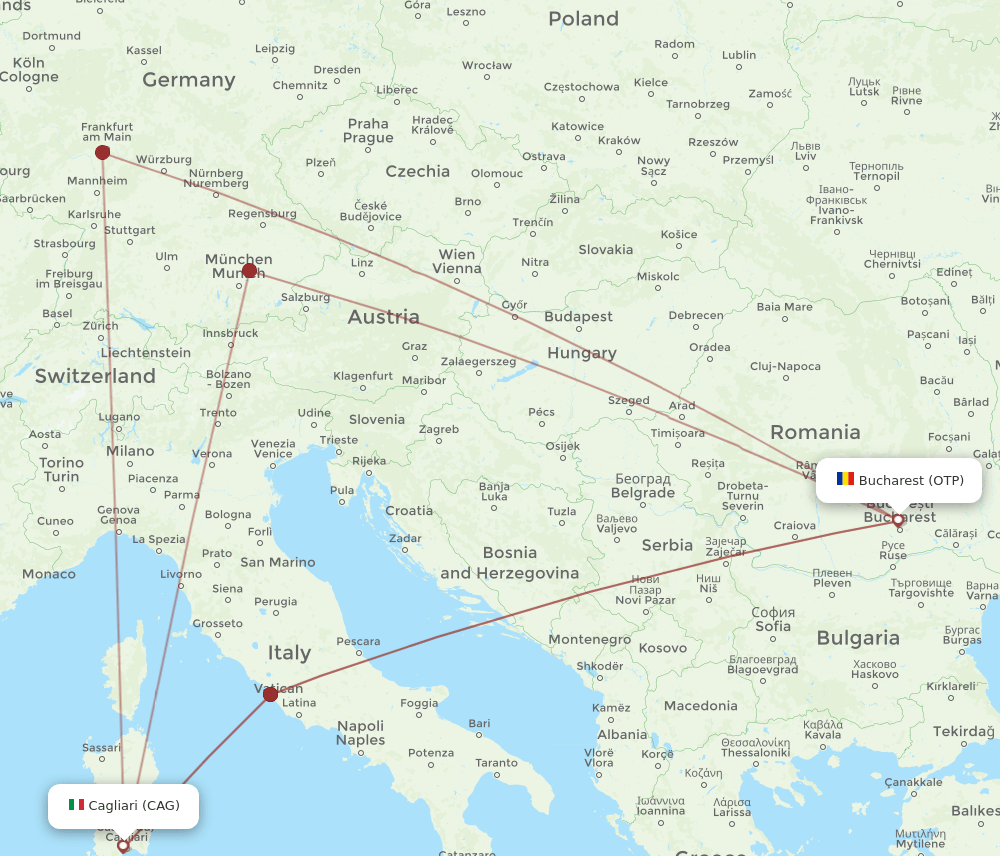 OTP to CAG flights and routes map