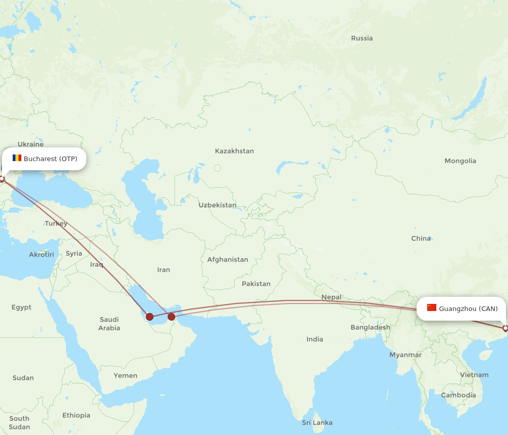 OTP to CAN flights and routes map