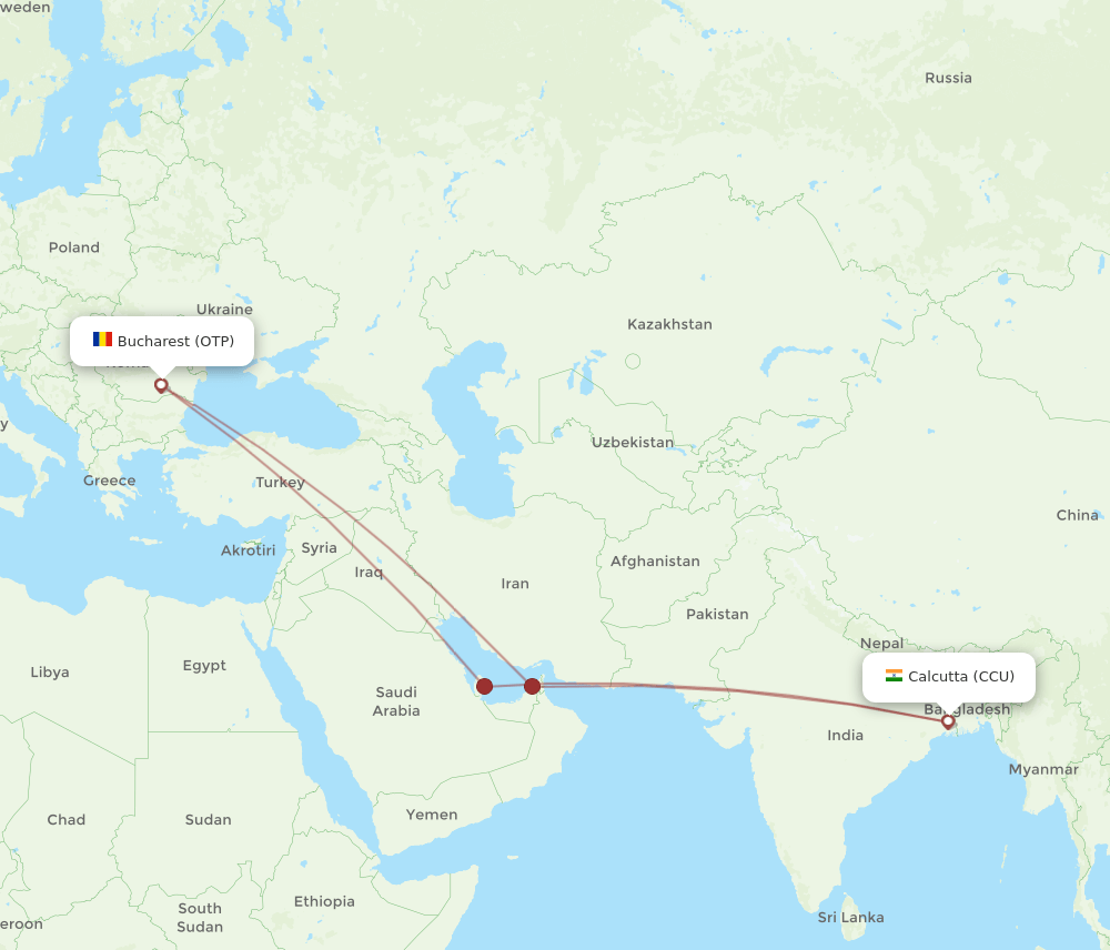 OTP to CCU flights and routes map
