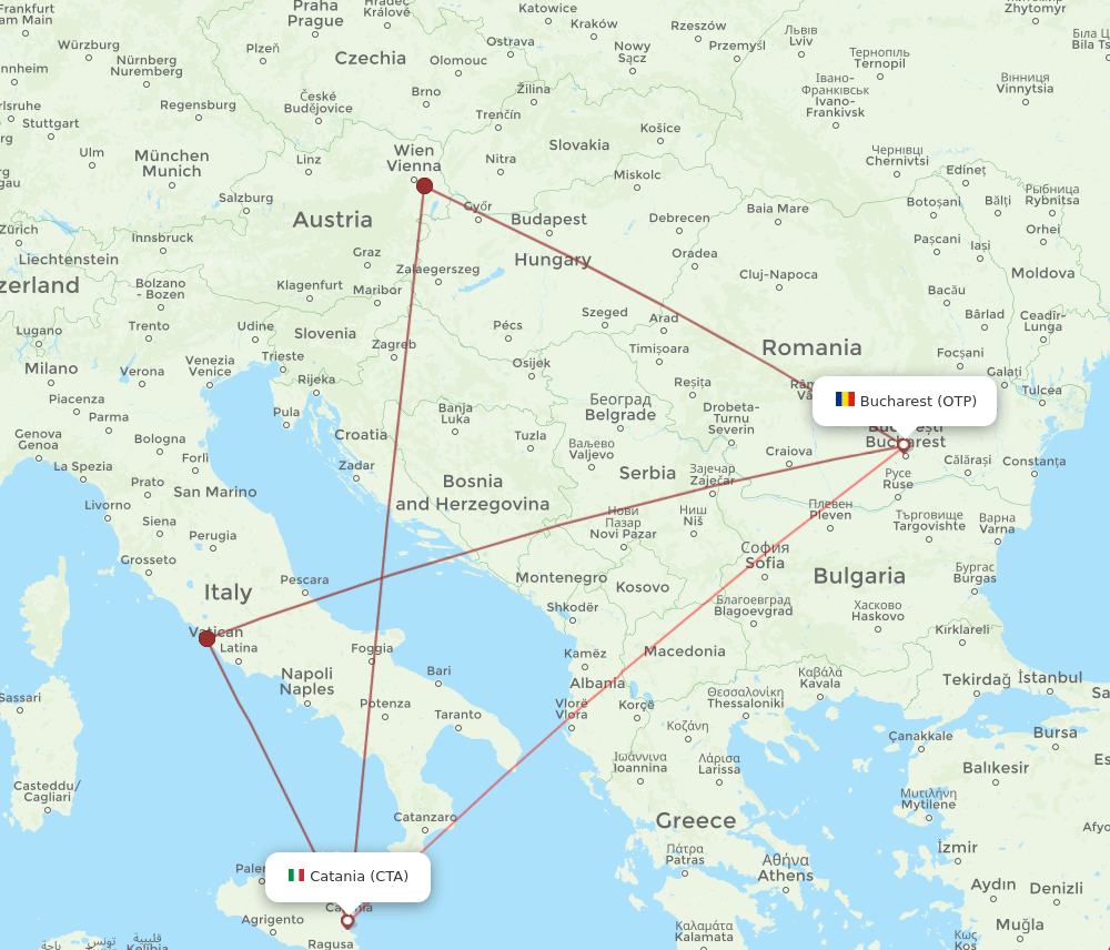 OTP to CTA flights and routes map