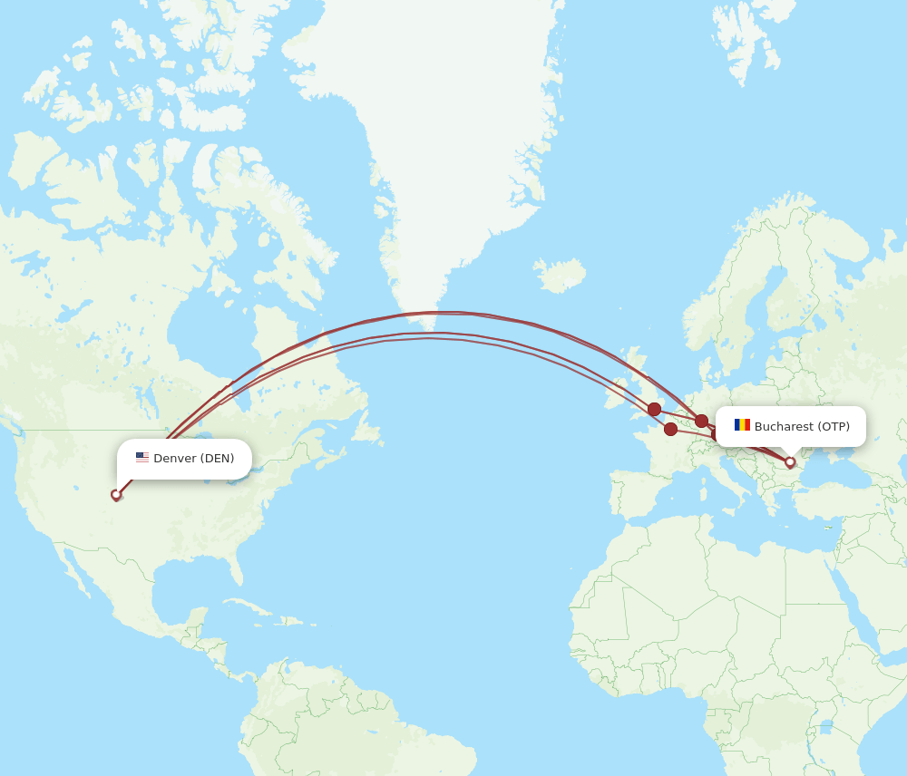 OTP-DEN flight routes
