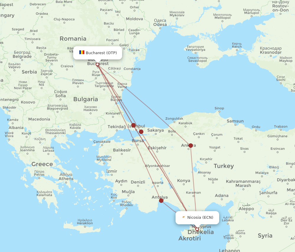OTP-ECN flight routes