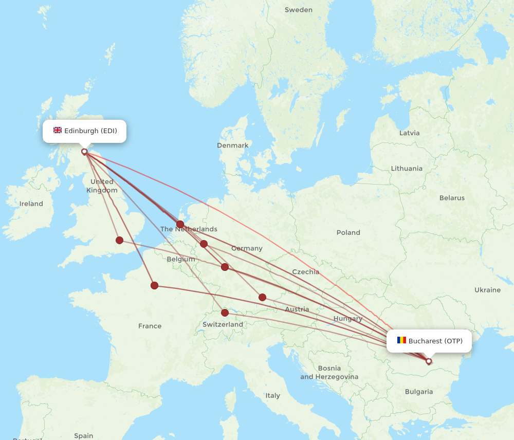 OTP to EDI flights and routes map