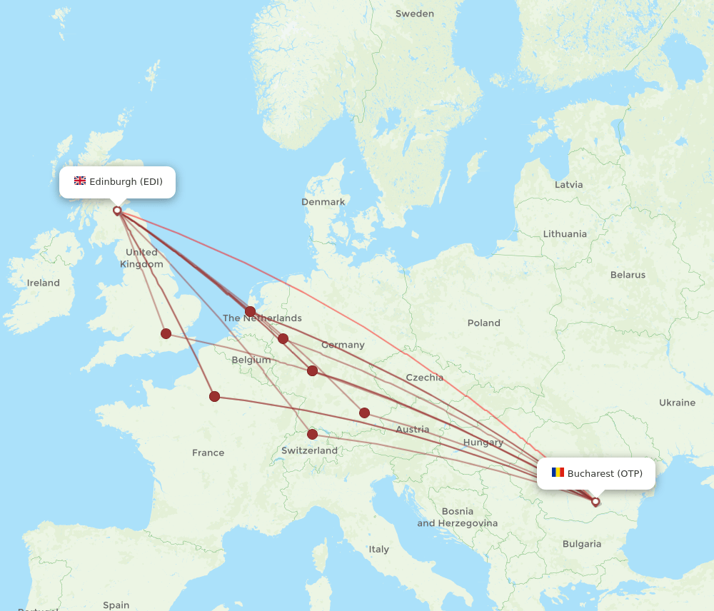 OTP to EDI flights and routes map