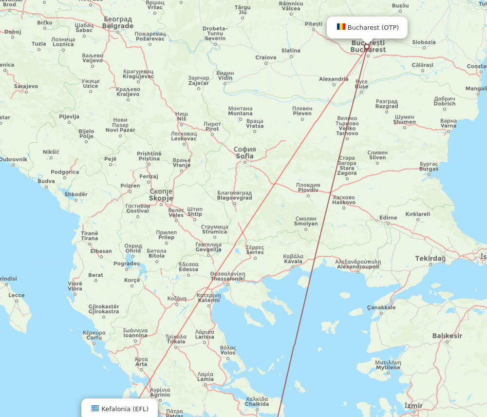 OTP to EFL flights and routes map