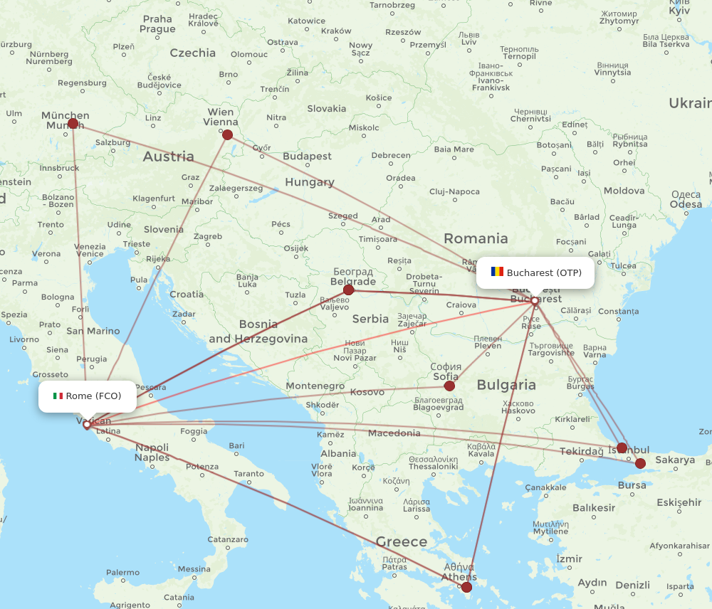 OTP to FCO flights and routes map