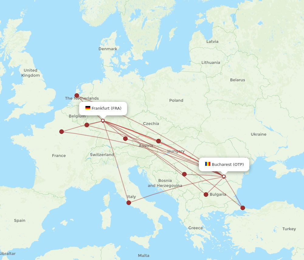 OTP to FRA flights and routes map