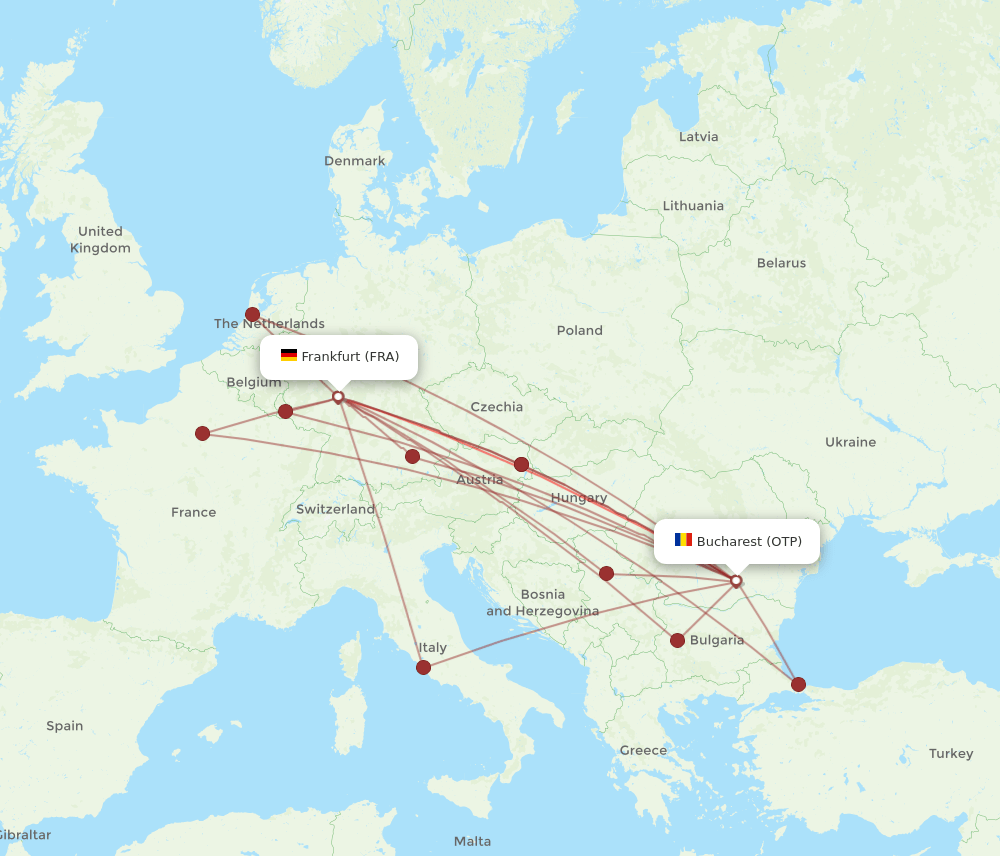 OTP-FRA flight routes
