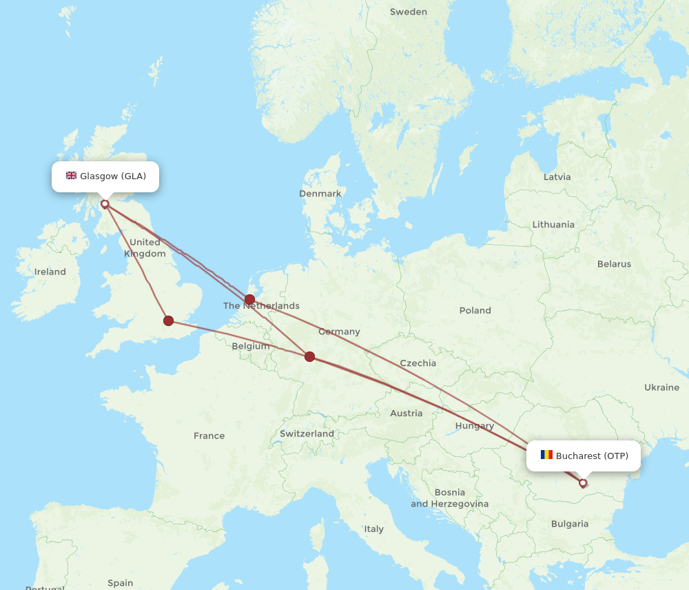 OTP to GLA flights and routes map