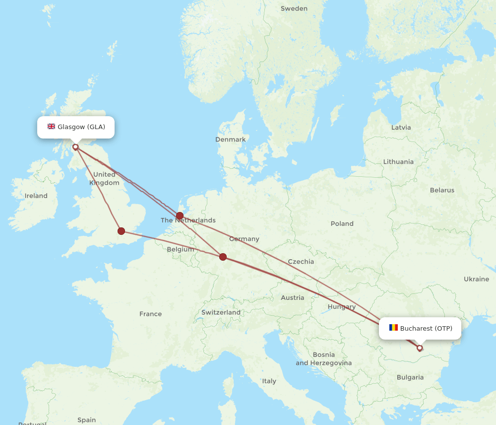OTP-GLA flight routes