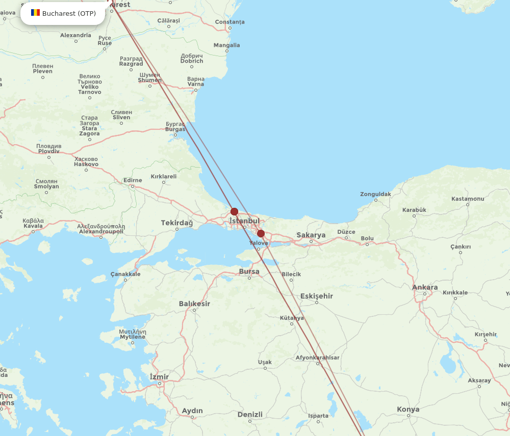 OTP to GZP flights and routes map