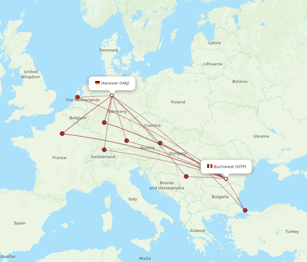 OTP to HAJ flights and routes map