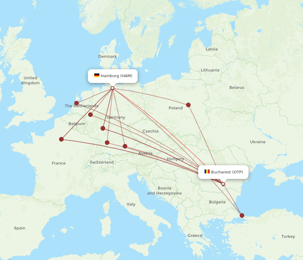 OTP-HAM flight routes