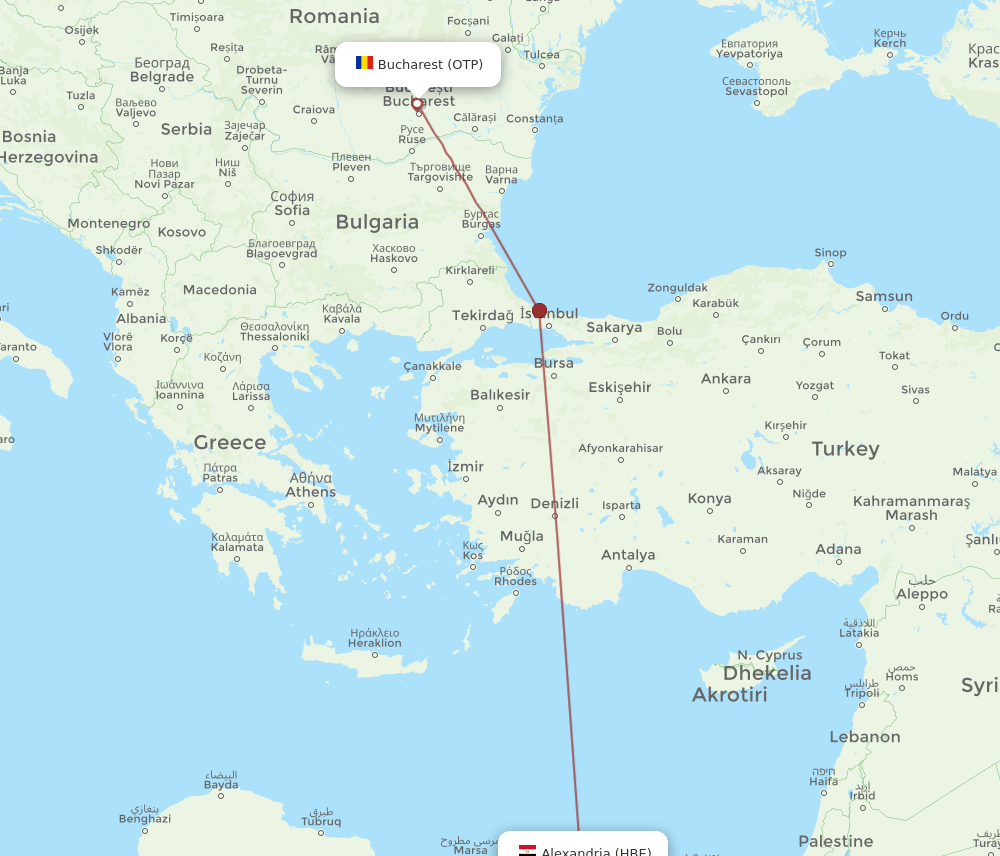 OTP to HBE flights and routes map