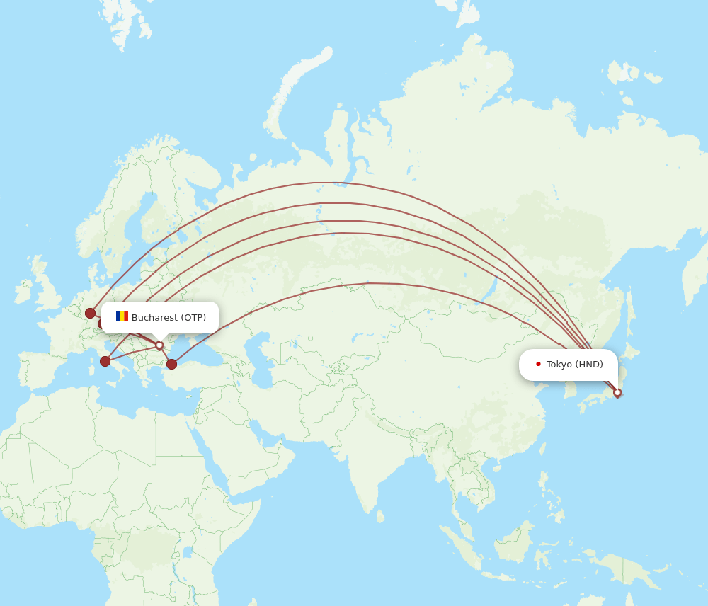 OTP to HND flights and routes map