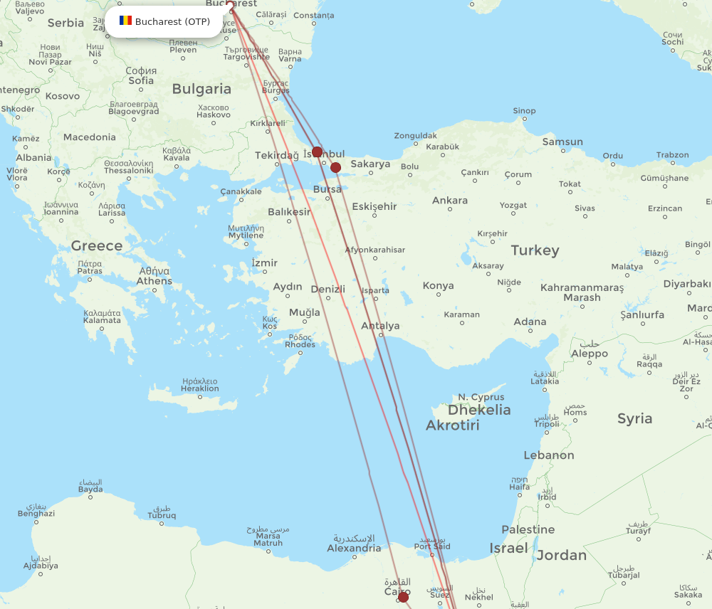 OTP to HRG flights and routes map