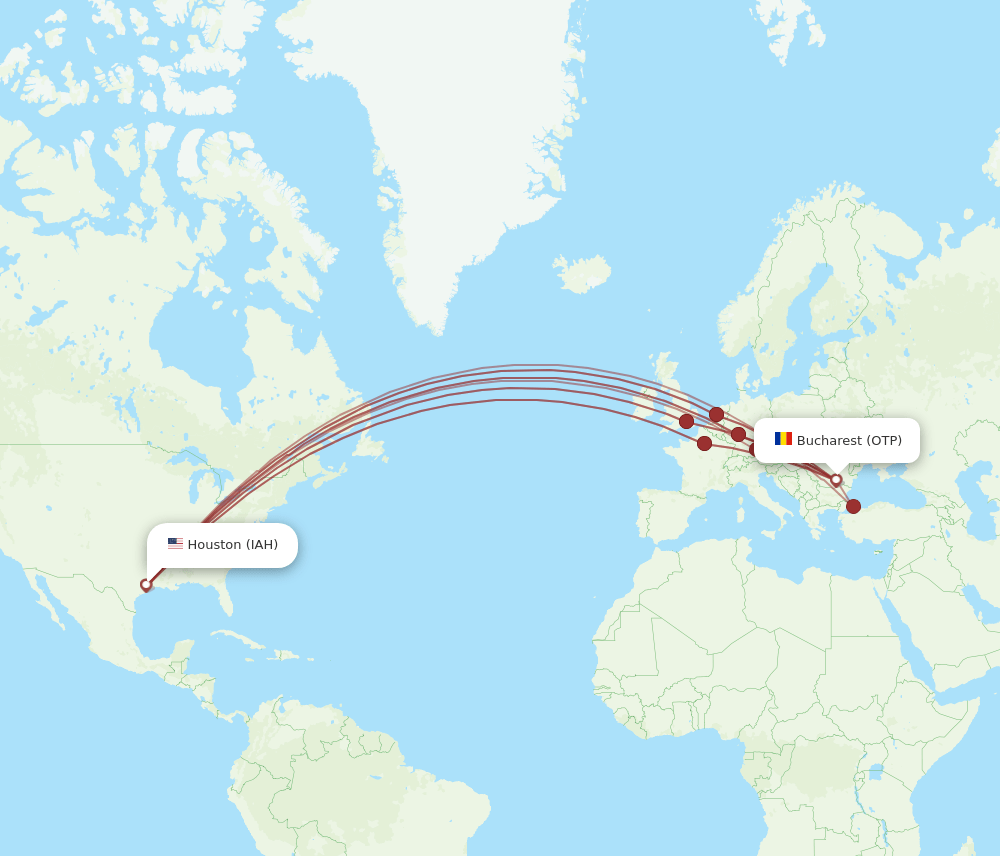 OTP-IAH flight routes