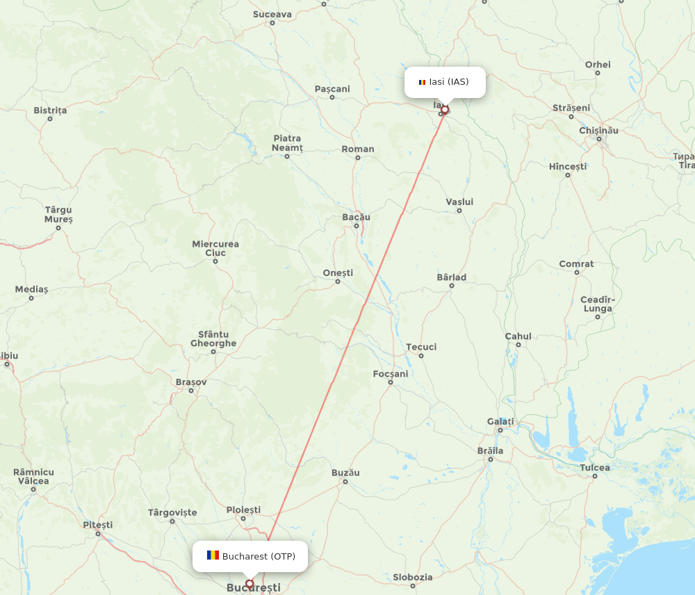 OTP to IAS flights and routes map