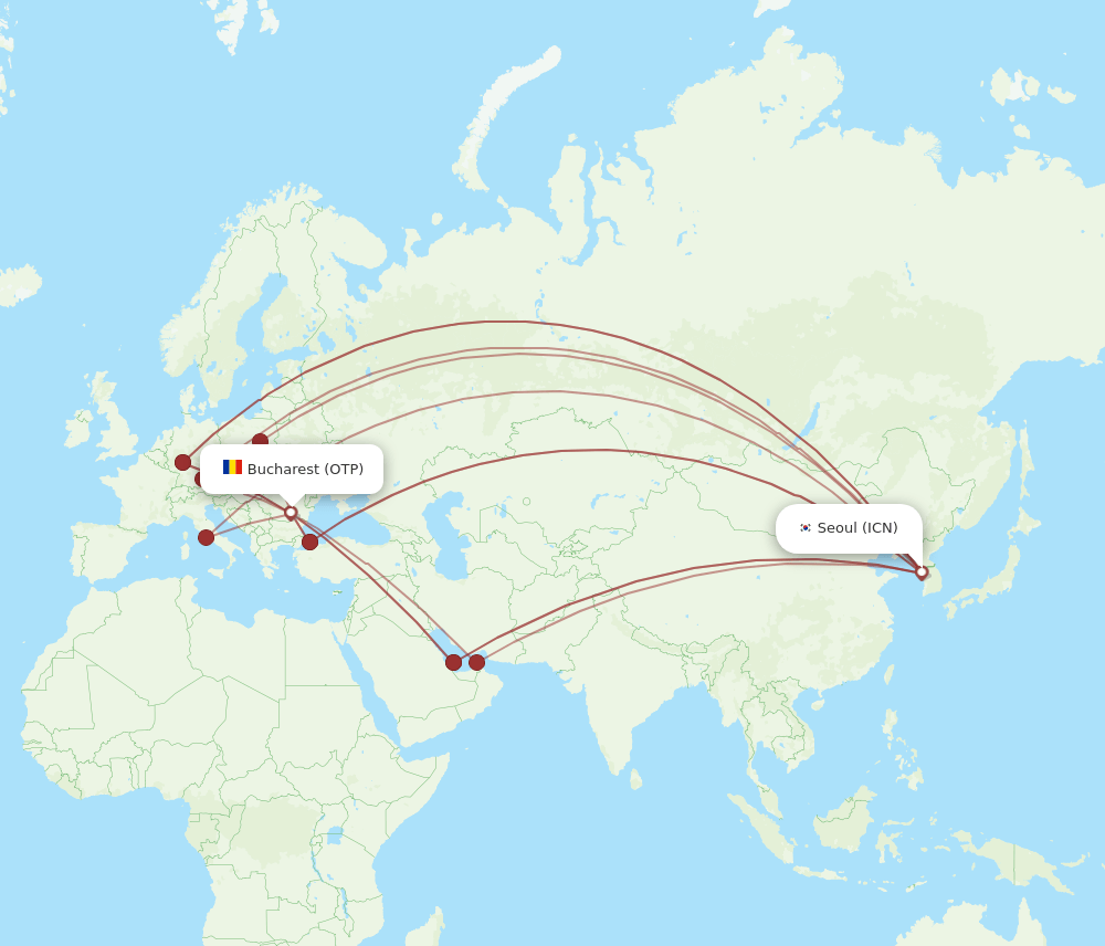 OTP-ICN flight routes