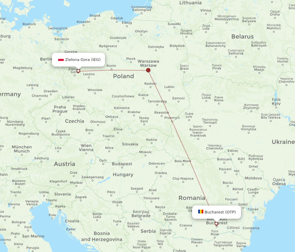 OTP to IEG flights and routes map