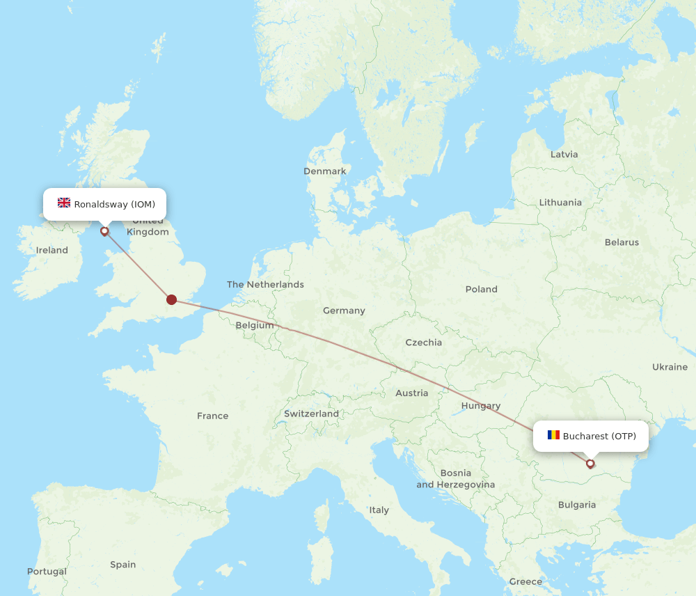 OTP to IOM flights and routes map