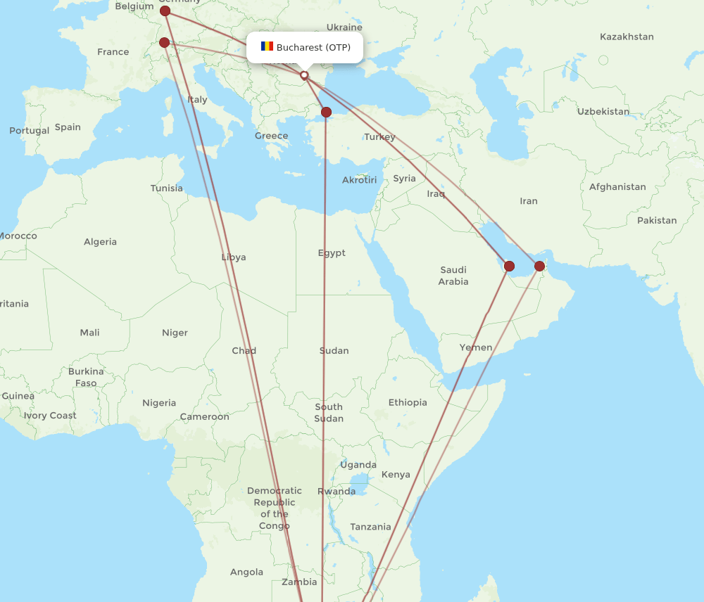 OTP-JNB flight routes