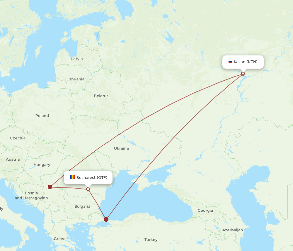OTP-KZN flight routes
