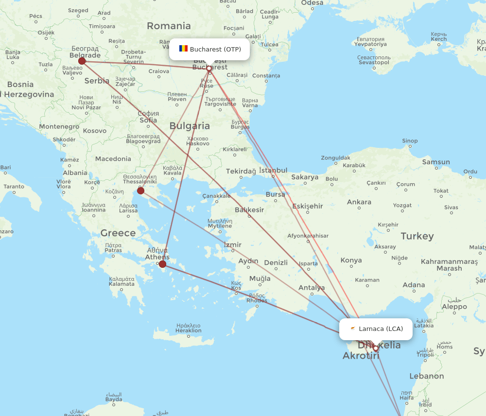 OTP-LCA flight routes