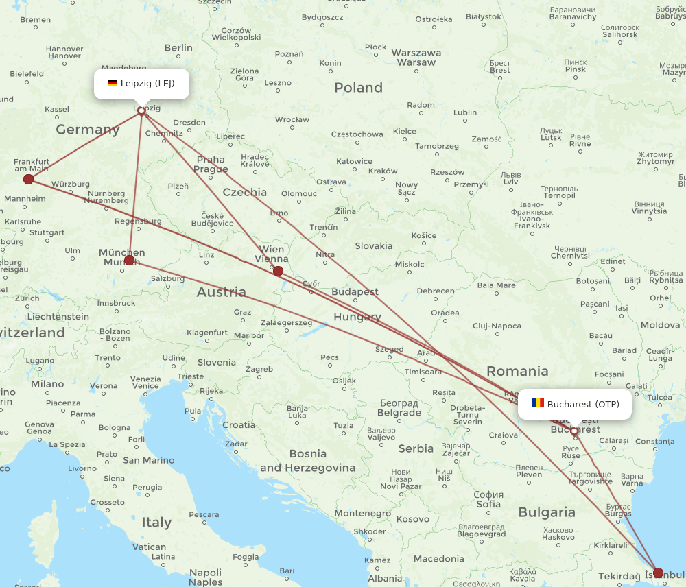 OTP-LEJ flight routes