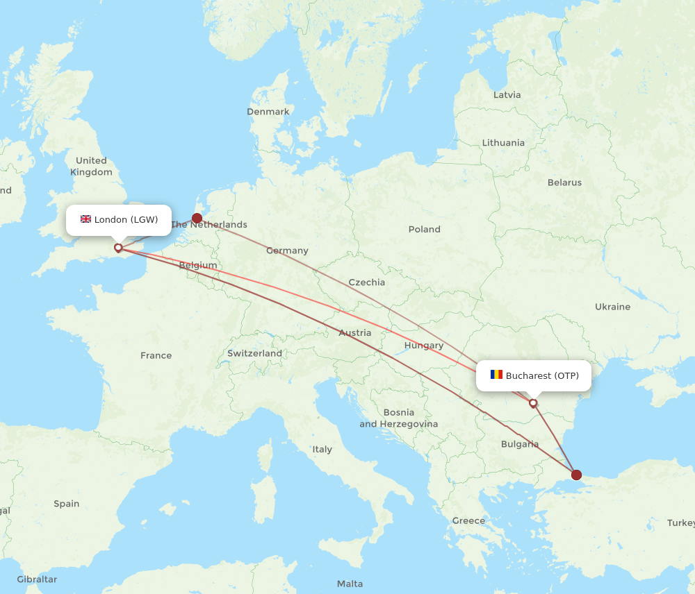 OTP-LGW flight routes