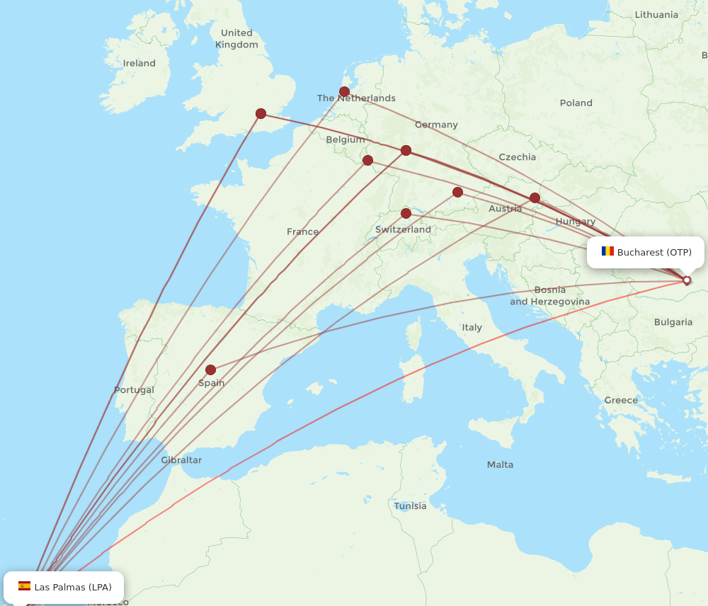 OTP-LPA flight routes
