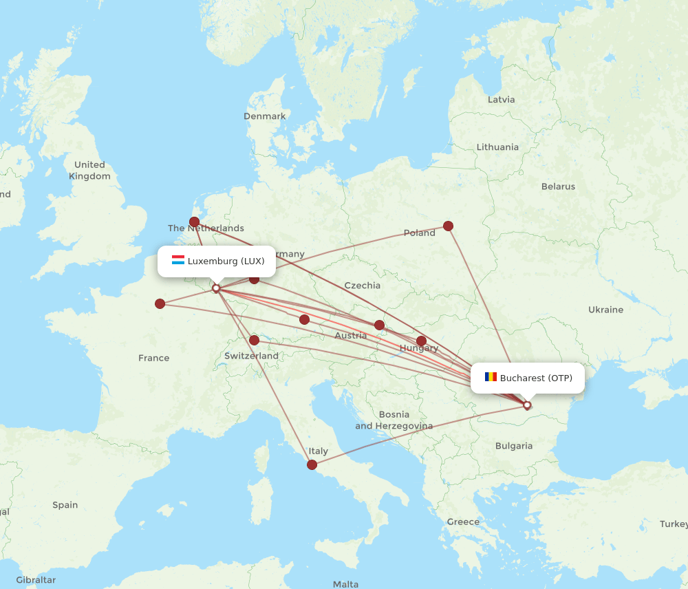 OTP to LUX flights and routes map