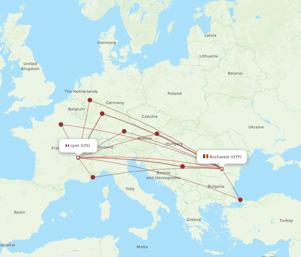 OTP-LYS flight routes