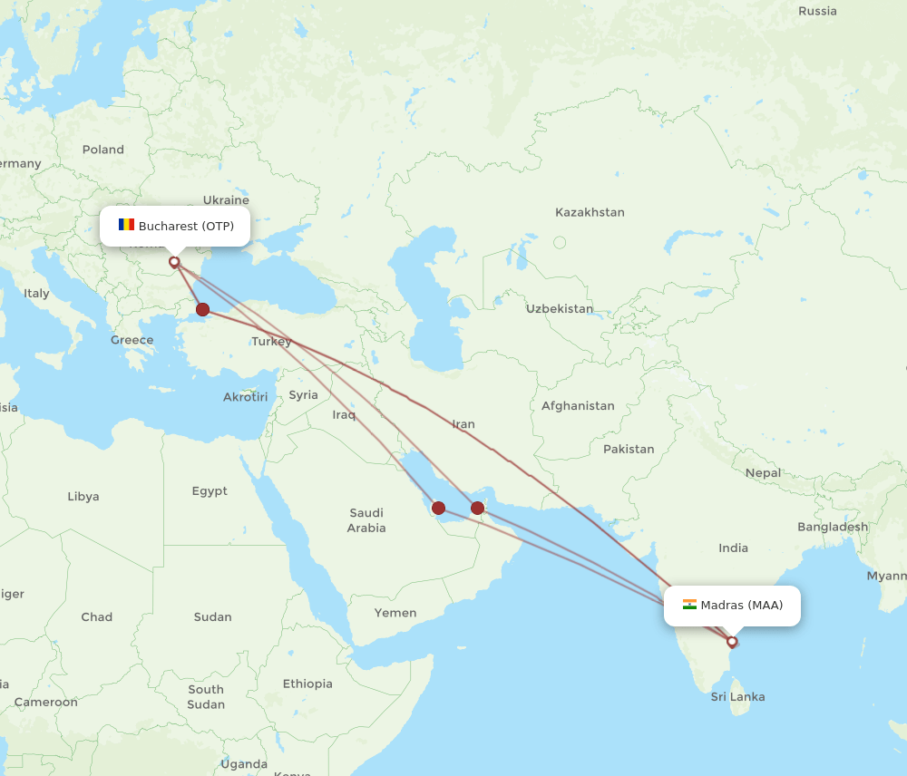 OTP-MAA flight routes
